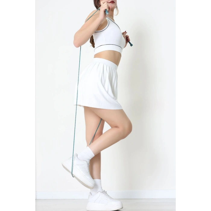 Biyeli Kalın Askılı Crop Atlet Beyaz - 9032.125.