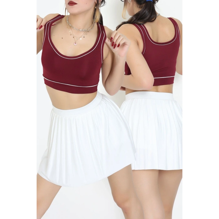Biyeli Kalın Askılı Crop Atlet Bordo - 9032.125.