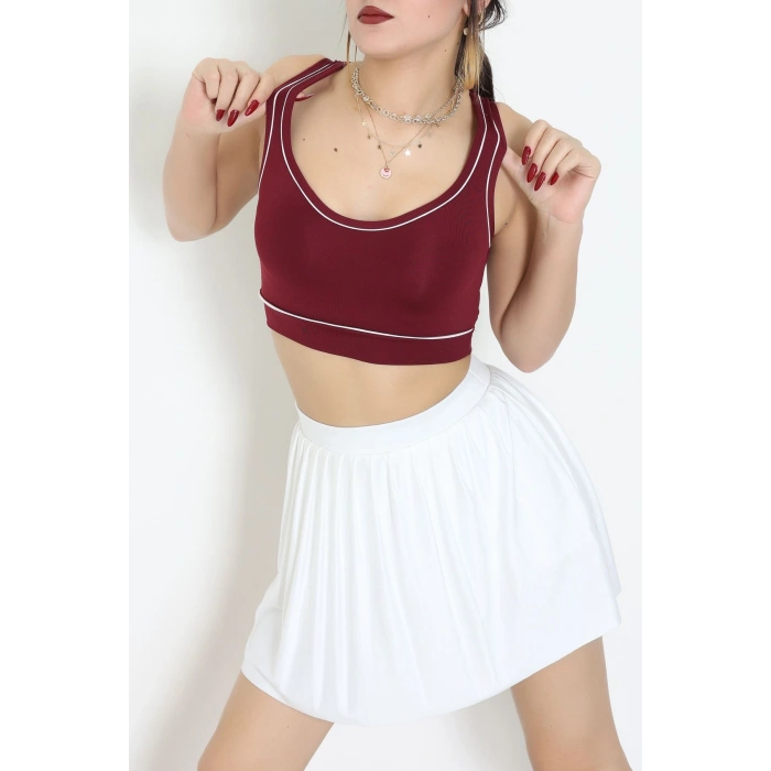 Biyeli Kalın Askılı Crop Atlet Bordo - 9032.125.