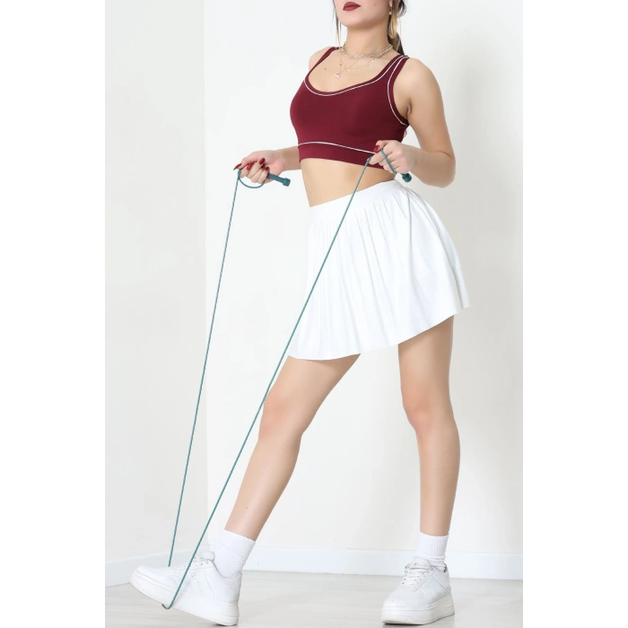 Biyeli Kalın Askılı Crop Atlet Bordo - 9032.125.