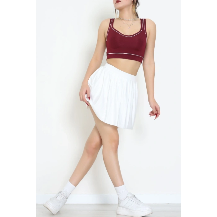 Biyeli Kalın Askılı Crop Atlet Bordo - 9032.125.