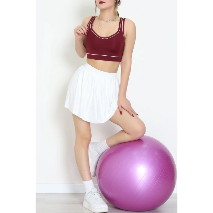 Biyeli Kalın Askılı Crop Atlet Bordo - 9032.125.