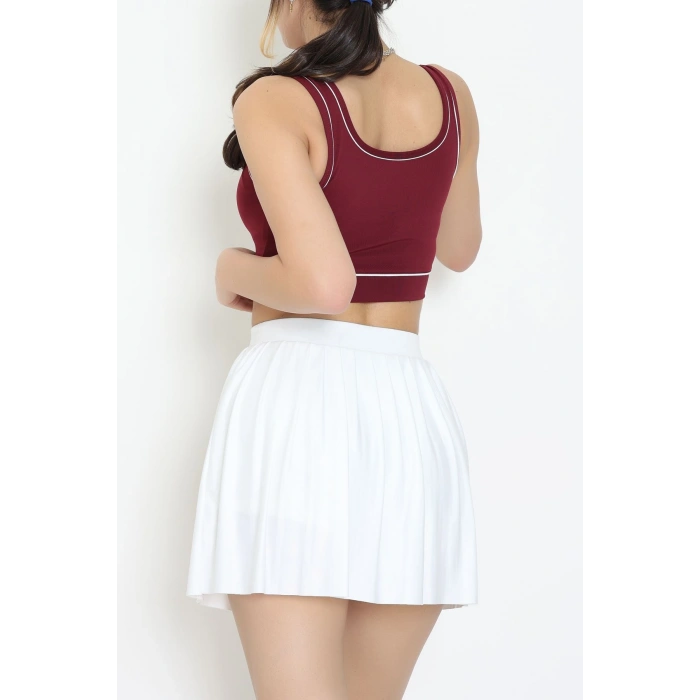Biyeli Kalın Askılı Crop Atlet Bordo - 9032.125.