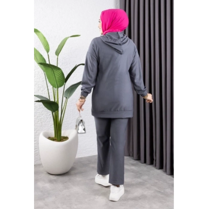 Biyeli Kapşonlu Spor Takım GRİ