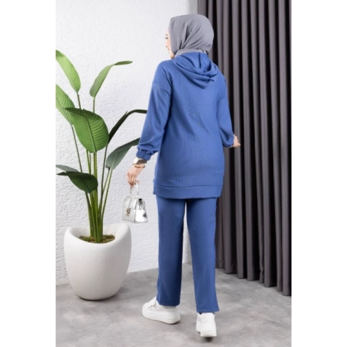 Biyeli Kapşonlu Spor Takım İNDİGO