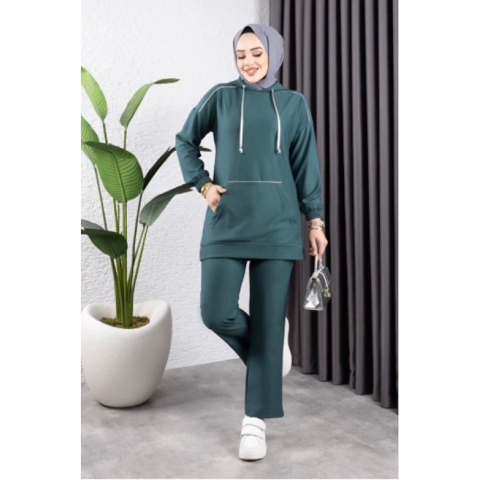 Biyeli Kapşonlu Spor Takım ZÜMRÜT YEŞİLİ