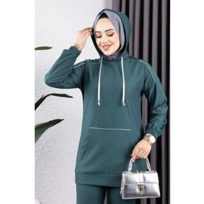 Biyeli Kapşonlu Spor Takım ZÜMRÜT YEŞİLİ