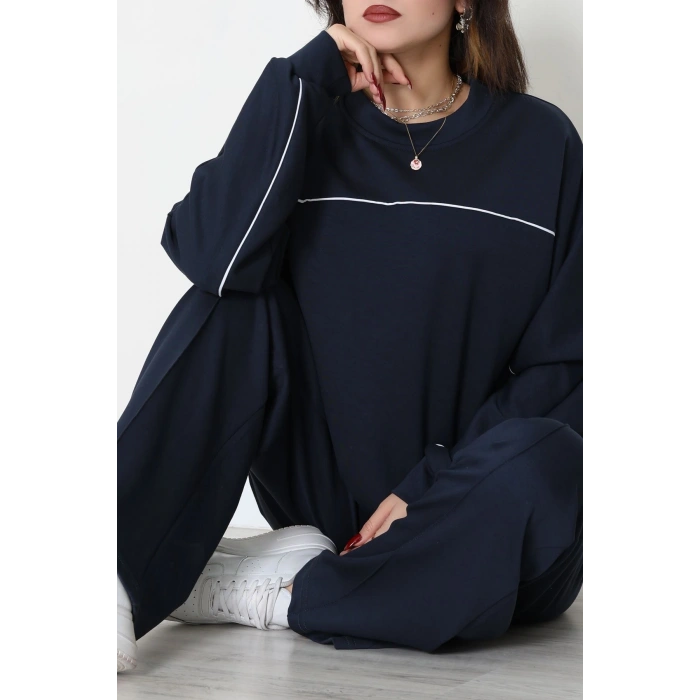 Biyeli Modal Kumaş Takım İndigo - 4087.1247.