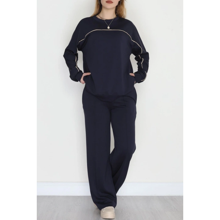 Biyeli Modal Kumaş Takım Lacivert - 4087.1247.