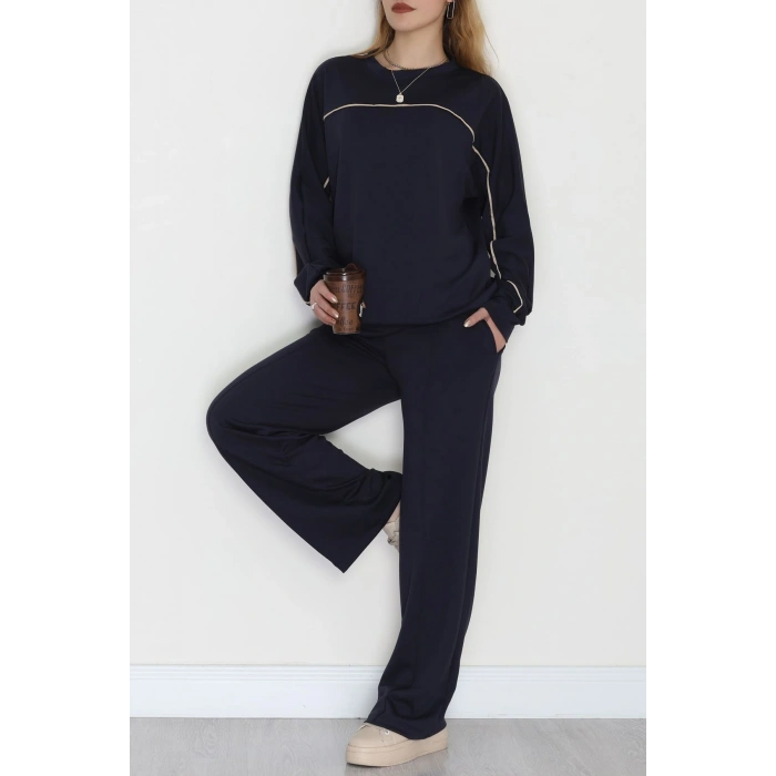 Biyeli Modal Kumaş Takım Lacivert - 4087.1247.