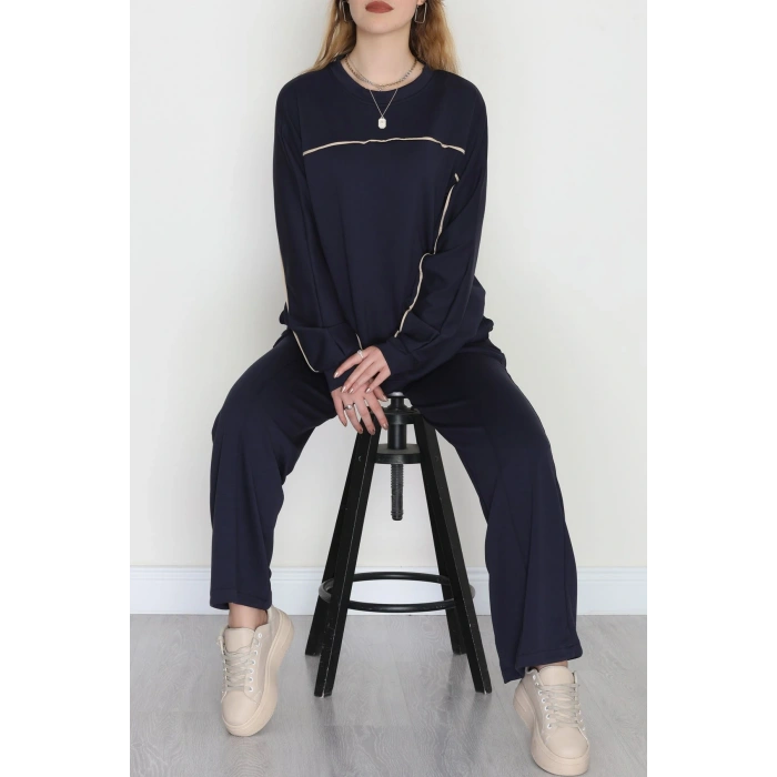 Biyeli Modal Kumaş Takım Lacivert - 4087.1247.