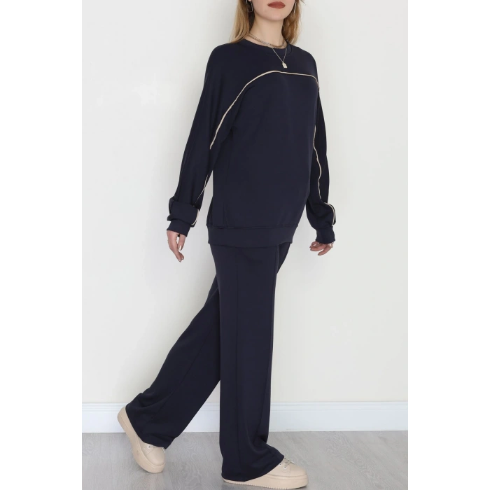 Biyeli Modal Kumaş Takım Lacivert - 4087.1247.