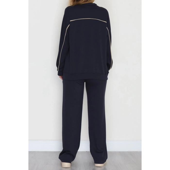 Biyeli Modal Kumaş Takım Lacivert - 4087.1247.