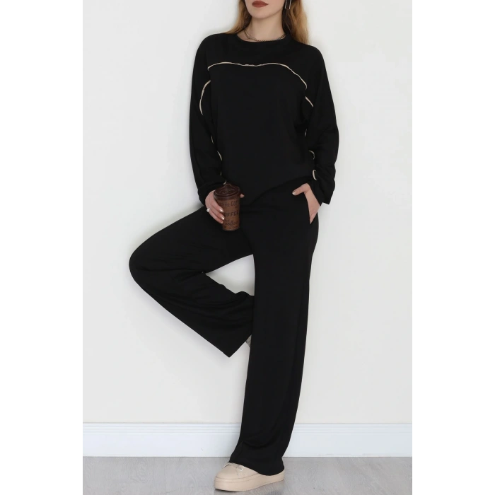 Biyeli Modal Kumaş Takım Siyah - 4087.1247.