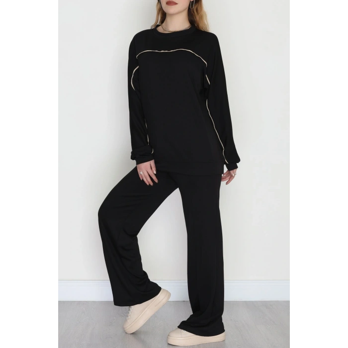 Biyeli Modal Kumaş Takım Siyah - 4087.1247.