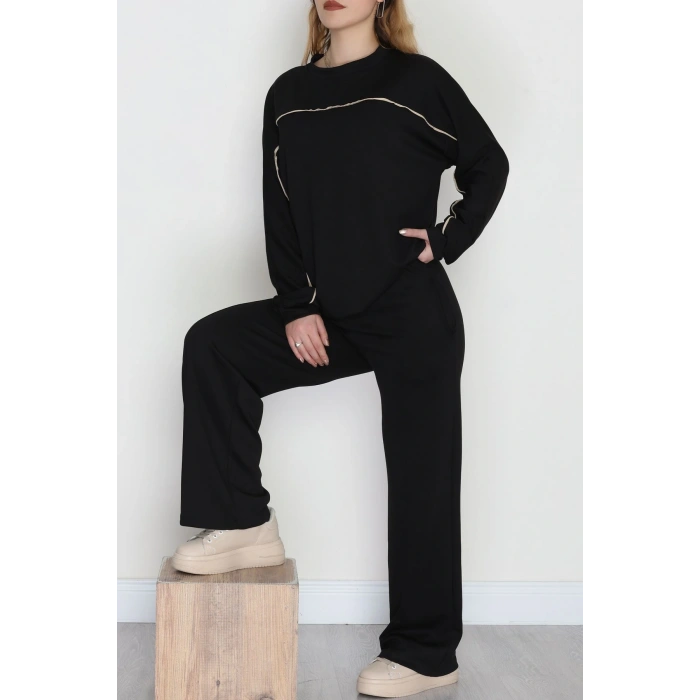 Biyeli Modal Kumaş Takım Siyah - 4087.1247.