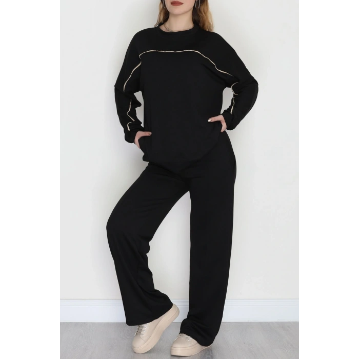 Biyeli Modal Kumaş Takım Siyah - 4087.1247.