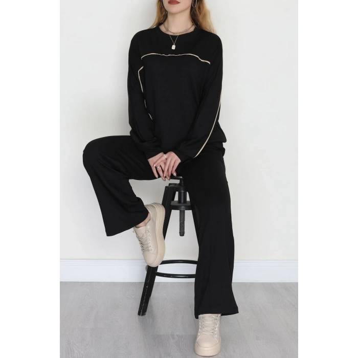 Biyeli Modal Kumaş Takım Siyah - 4087.1247.