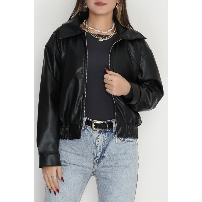 Bomber Deri Ceket Siyah - 42643.1868.
