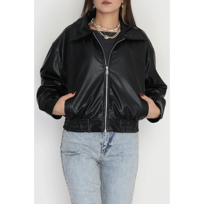 Bomber Deri Ceket Siyah - 42643.1868.