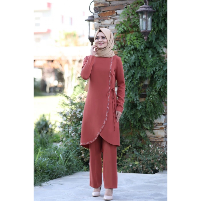 Boncuk İşlemeli Takım mdc 5434 Mercan