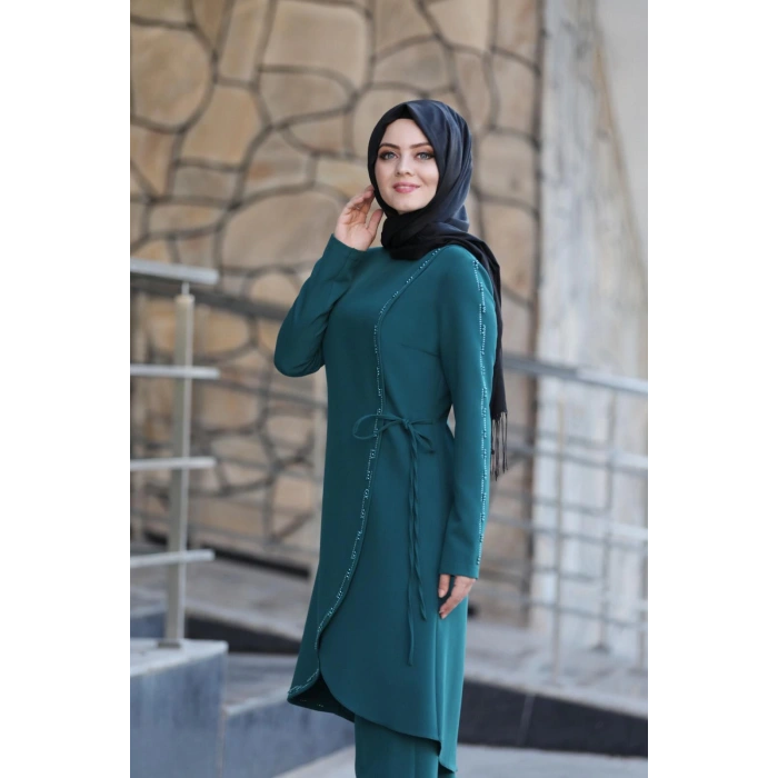 Boncuk İşlemeli Takım mdc 5434 Petrol