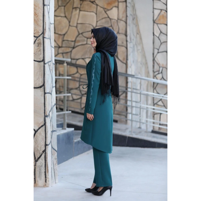 Boncuk İşlemeli Takım mdc 5434 Petrol