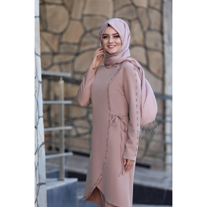 Boncuk İşlemeli Takım mdc 5434 Pudra