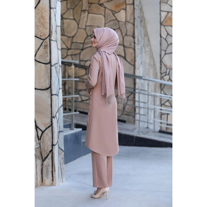 Boncuk İşlemeli Takım mdc 5434 Pudra