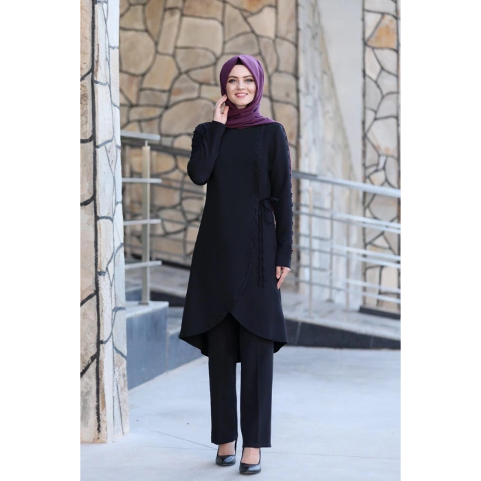 Boncuk İşlemeli Takım mdc 5434 Siyah