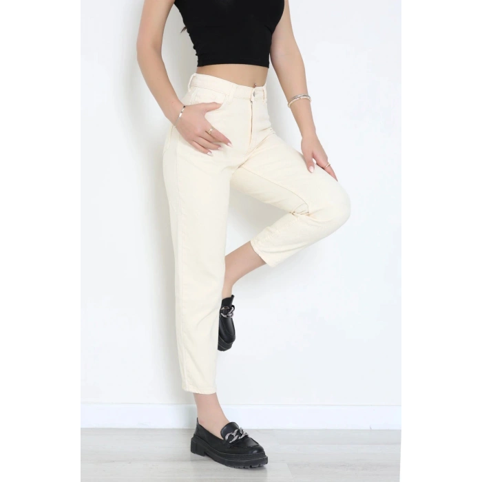 Boyfriend Kot Pantolon Krem - 163288.2141.