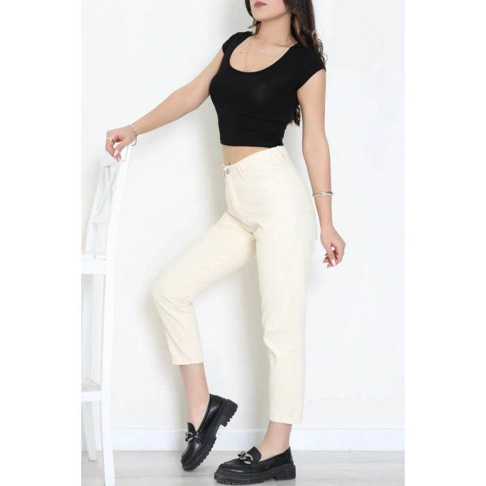 Boyfriend Kot Pantolon Krem - 163288.2141.