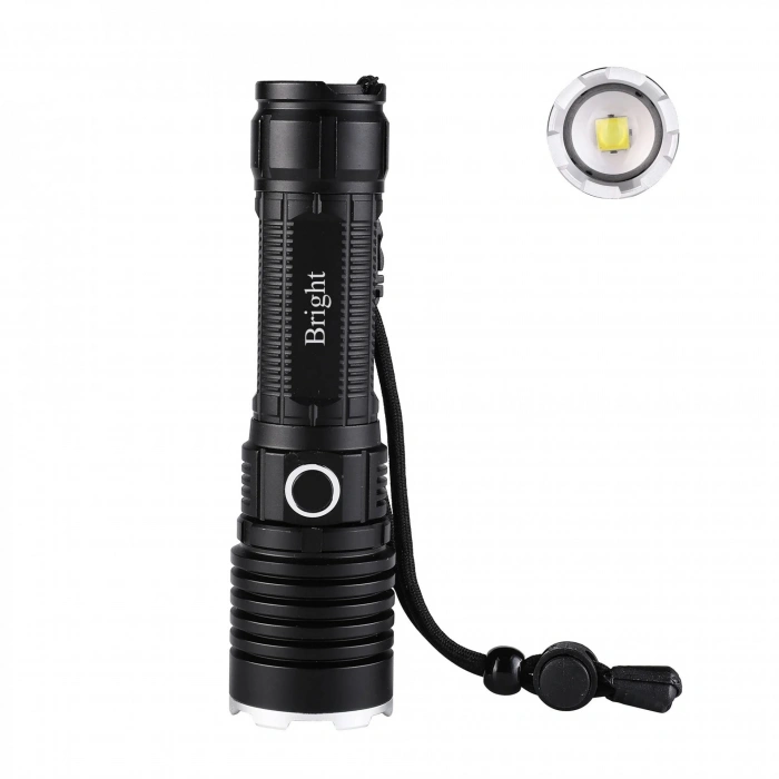 Bright Ght-5761 Xp50 Led 3 Mod Zoomlu Yağmur Suyu Geçirmez Şarjlı El Feneri