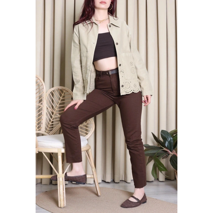 Brodeli Kot Ceket Camel - 455.1238.