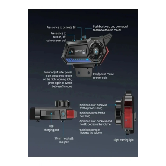 Bt57 Motosiklet Kask Kulaklık Intercom Işıklı Motorsiklet Interkom
