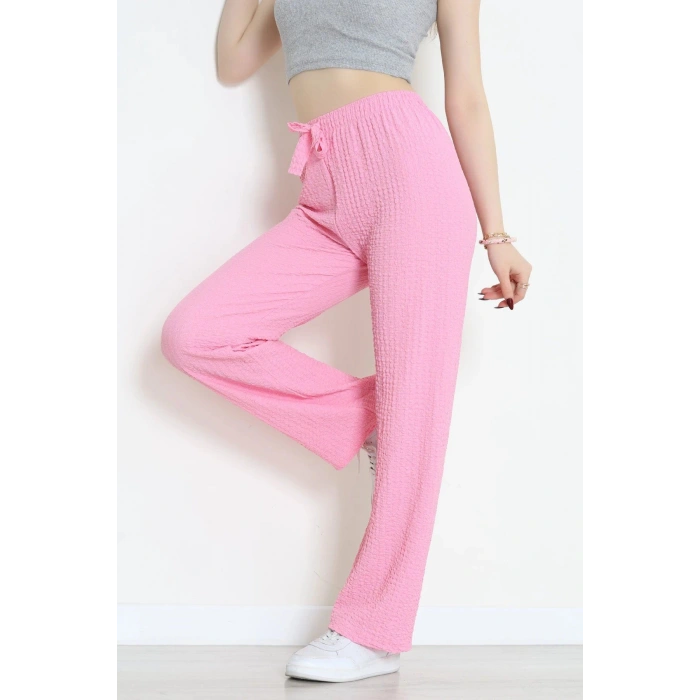 Bubble Kumaş Lastikli Pantolon Pembe - 71236.107.
