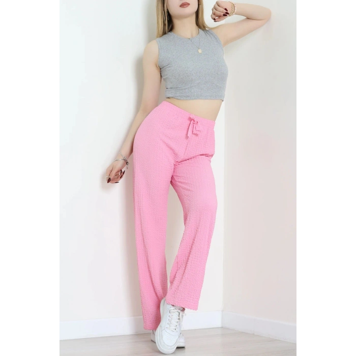 Bubble Kumaş Lastikli Pantolon Pembe - 71236.107.