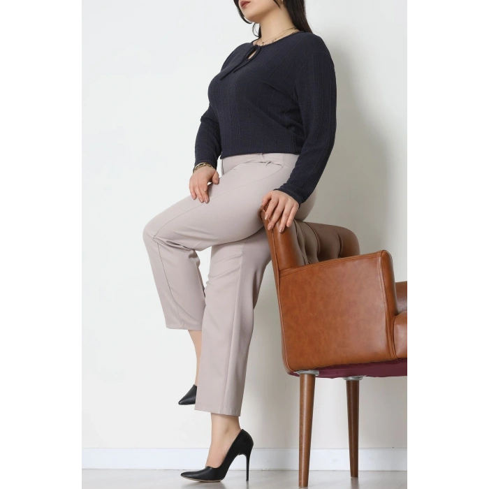 Burgu Kumaş Büyük Beden Bluz Füme - 70813.1954.