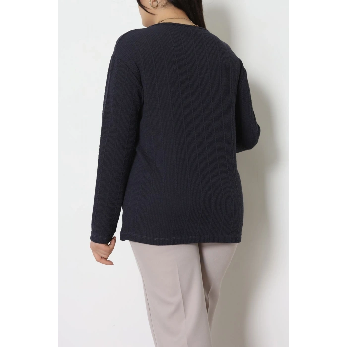 Burgu Kumaş Büyük Beden Bluz Füme - 70813.1954.