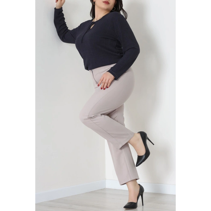 Burgu Kumaş Büyük Beden Bluz Lacivert - 70813.1954.