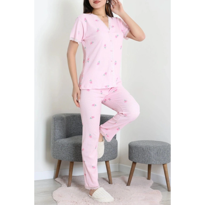 Bürümcük Dantelli Pijama Takımı Pembeçiçek - 52363.1050.