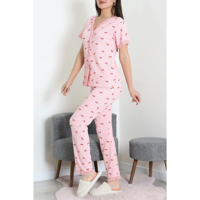 Bürümcük Dantelli Pijama Takımı Pembekiraz - 52363.1050.