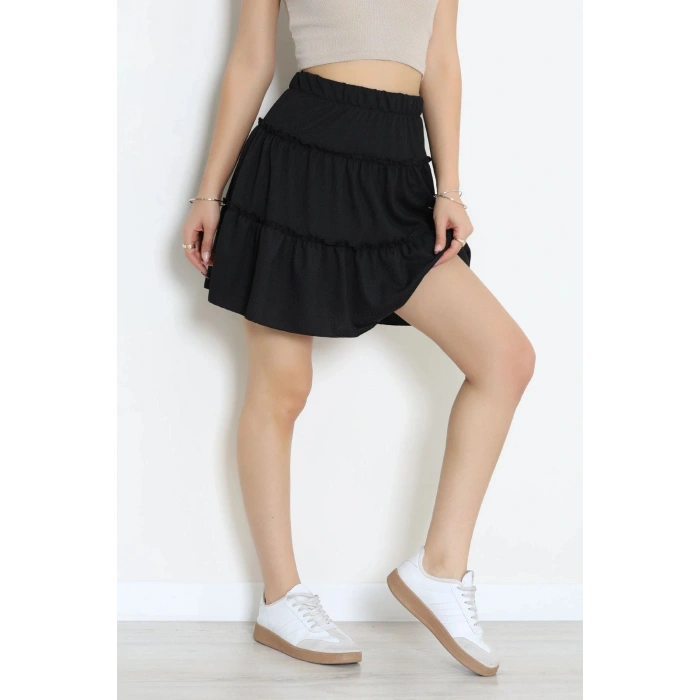 Bürümcük Fırfırlı Mini Etek Siyah - 43946.599.