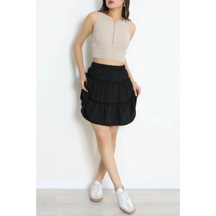 Bürümcük Fırfırlı Mini Etek Siyah - 43946.599.