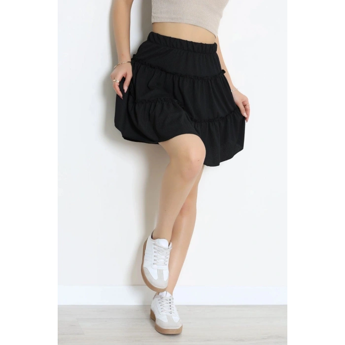 Bürümcük Fırfırlı Mini Etek Siyah - 43946.599.