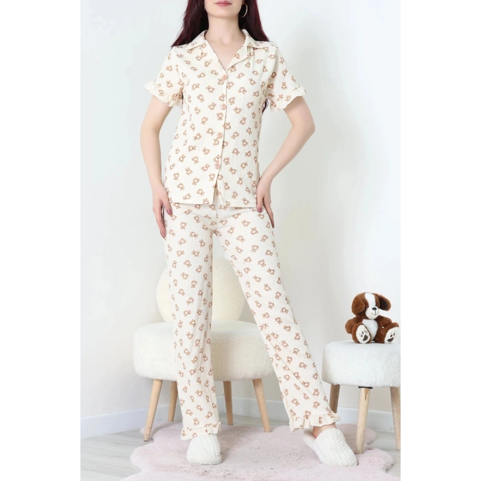 Bürümcük Fırfırlı Pijama Takımı Bejayı - 127.1287.