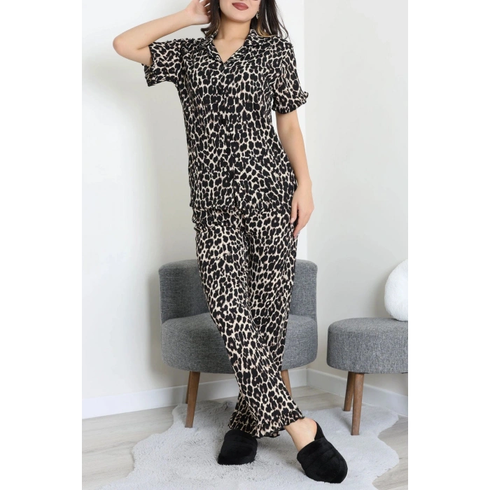 Bürümcük Fırfırlı Pijama Takımı Leopar - 52316.1048.