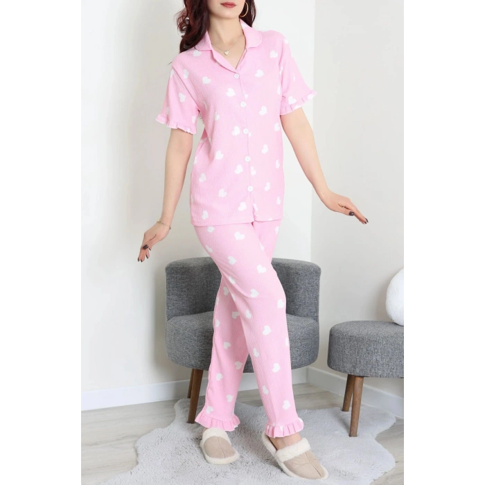 Bürümcük Fırfırlı Pijama Takımı Pudra - 52316.1048.