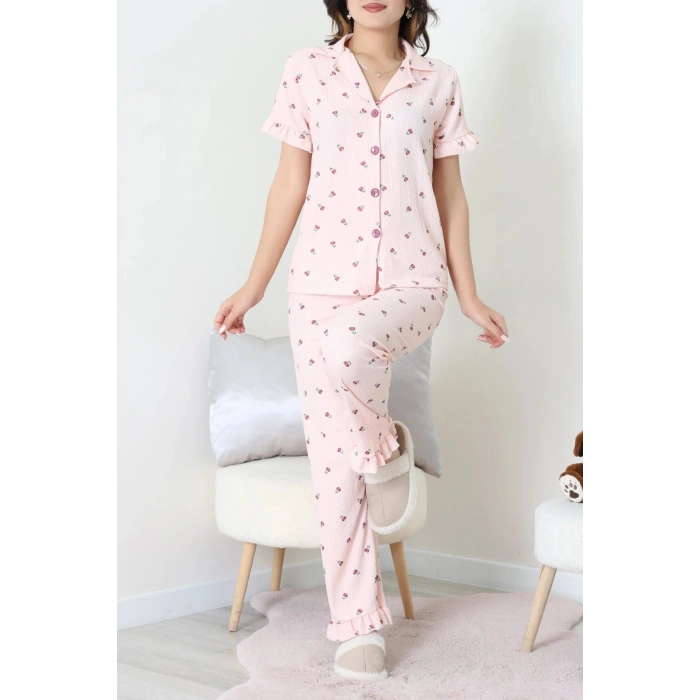 Bürümcük Fırfırlı Pijama Takımı Pudraçiçek - 127.1287.