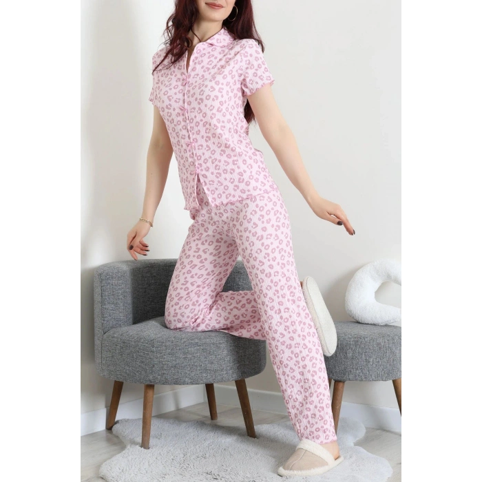 Bürümcük Fiyonklu Pijama Takımı Pembe - 159.1287.